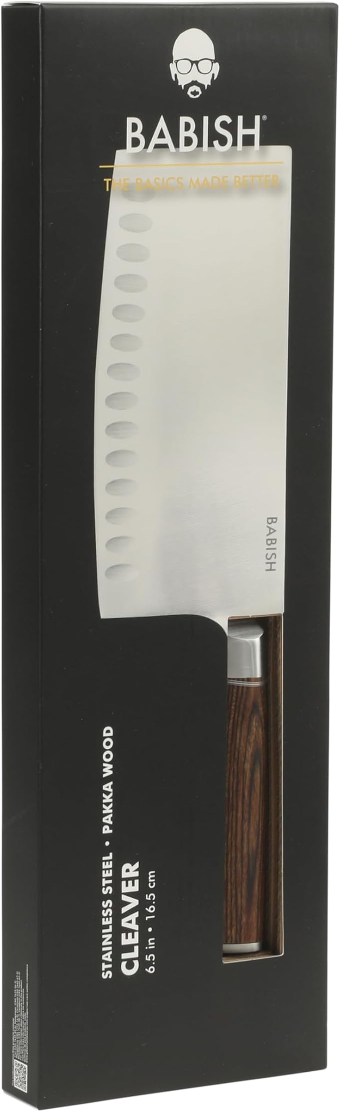 Babish 6.5-Inch Forged Cleaver Knife with Dark Pakka Wood Handle – High-Carbon 1.4116 German Steel Full Tang Kitchen Knife for Heavy-Duty Chopping and Slicing