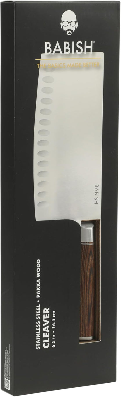 Babish 6.5-Inch Forged Cleaver Knife with Dark Pakka Wood Handle – High-Carbon 1.4116 German Steel Full Tang Kitchen Knife for Heavy-Duty Chopping and Slicing