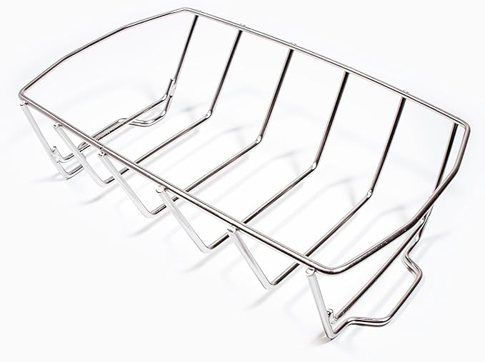 SnS Grills Rib 'N Roast Reversible Rack – 304 Stainless Steel, 2-in-1 Design Holds 5 Racks of Ribs or Large Roasts & Whole Chickens – Durable, Even Cooking, Enhanced Airflow, Maximizes BBQ Space