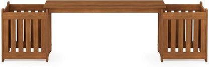 FURINNO FG19455 Tioman Hardwood Outdoor Lifestyle Flowerbox with Bench, Natural