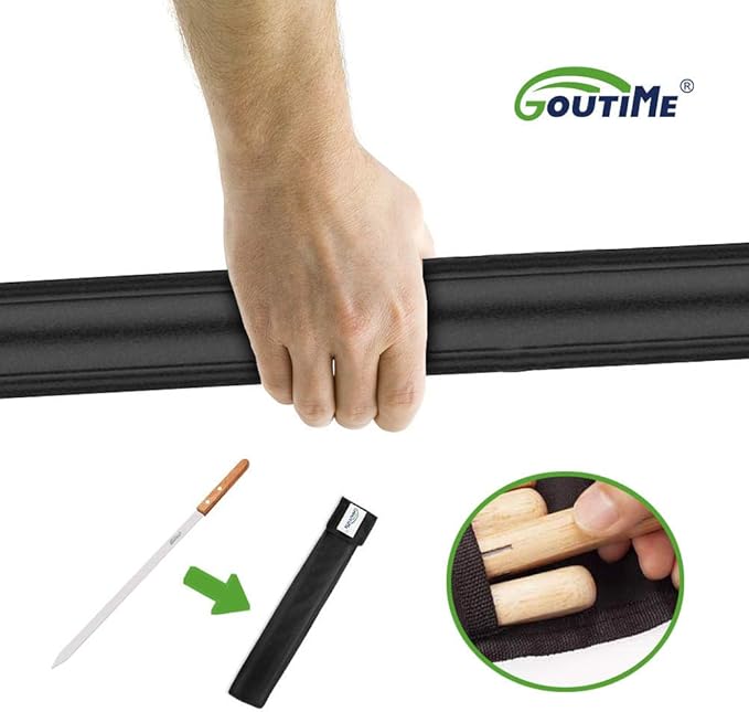 Goutime 23 X 5/8 Inch Stainless Steel Shish Kabob Barbecue BBQ Skewers with Wood Handle for Outdoor Cooking Grilling, Set of 7 with Bag