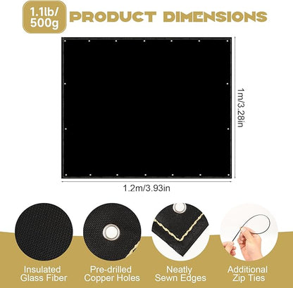 Heat Shield Behind Grill 3'x4' Heat Shield Mat for Wall, Heavy Duty Grill Fireproof Cover and Screen Protector Thermal Barrier Pad with Hanging Holes for Outdoor Deck Fence, Black (3.2X4FT)