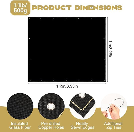 Heat Shield Behind Grill 3'x4' Heat Shield Mat for Wall, Heavy Duty Grill Fireproof Cover and Screen Protector Thermal Barrier Pad with Hanging Holes for Outdoor Deck Fence, Black (3.2X4FT)