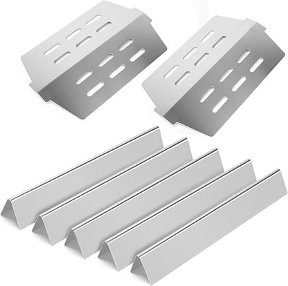 17.5" Flavorizer Bars & 7622 Heat Deflector for Weber Genesis 300 Series (Front Control) Stainless Steel Grill Replacement Parts for Genesis E310 E320 S310 S330 EP310 for Weber 7620 7621 7622 65505