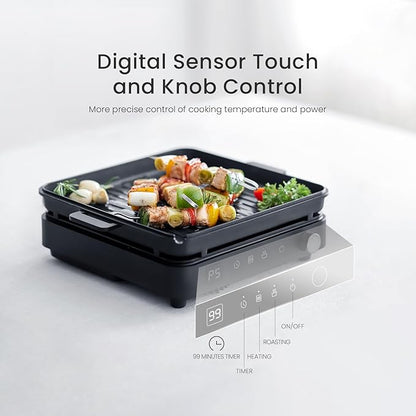 Portable Induction Cooktop, 1500W Induction Cooktop with 6 Temperature 8 Power Settings, 99 Minutes Timer, Including 8L Cast Iron Cooking Pot and Cast Iron Pan