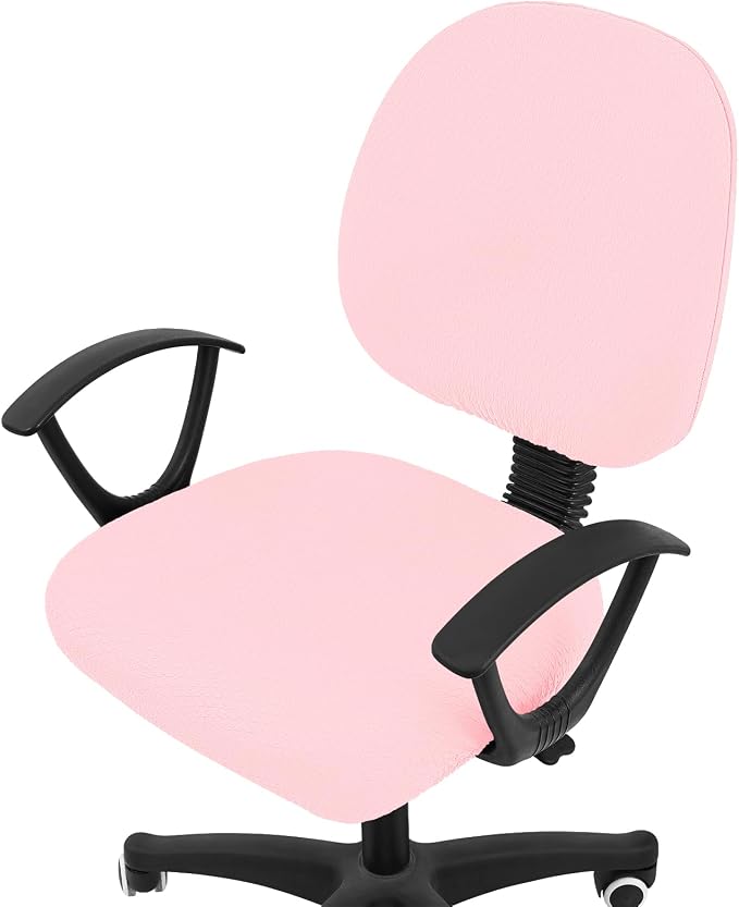Smiry Office Computer Chair Covers for Desk Rotating Chair Protector | Stretch Jacquard Removable Washable Universal Slipcovers, Seat + Backrest Cover, Blush Pink