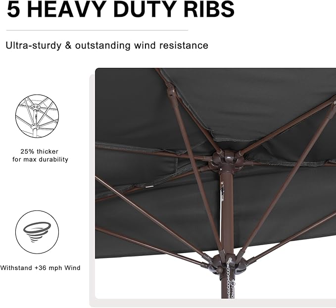 ABCCANOPY Patio Umbrella 9FT - Outdoor Half Umbrellas for Patio, Backyard, Garden, Deck (Dark Gray)