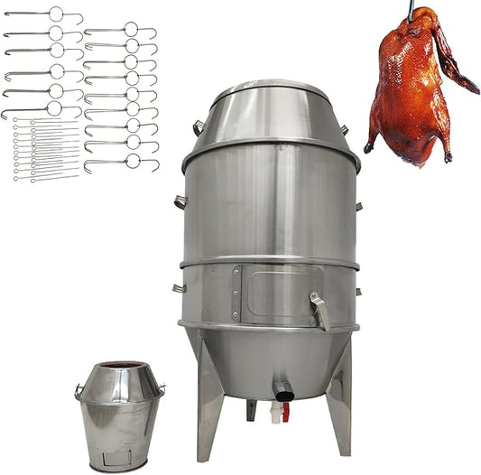 3-Tier Commercial Charcoal Duck Roaster, 23.6"x53" Stainless Steel BBQ Oven with Oil-Water Separation, Adjustable Ventilation, Roasts 6 Ducks per Batch for Restaurant Food Market
