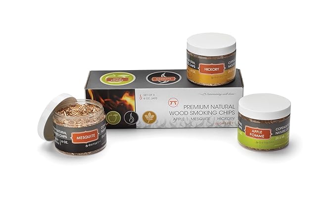 Outset Wood Smoking Chips Gift Set, Apple, Hickory, and Mesquite Chips
