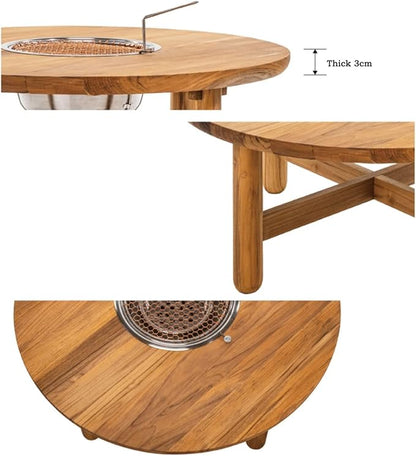 Barbecue Grill Chinese Barbecue Table Garden Outdoor Teak Tea Cooking Patio Decoration Low Tables Barbecue Charcoal Grill