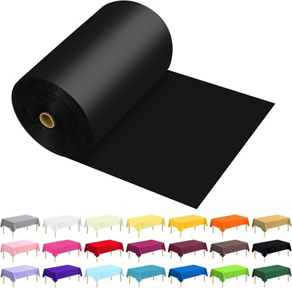 54 Inch X 600 Feet Plastic Table Cover Roll Premium Disposable Plastic Tablecloth for All Type/Shape Tables | Picnic, Party, Banquet, Birthdays, Weddings (Black, 54 Inch X 600 Feet)