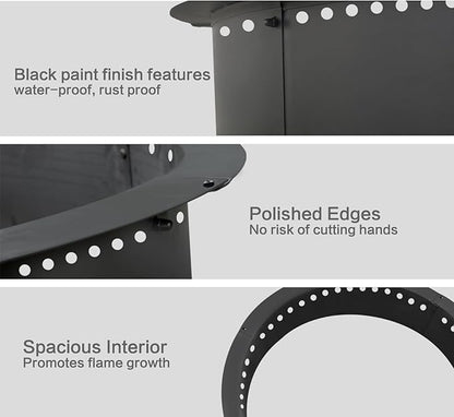 SoulMate Outdoor 52-Inch Outer/48-Inch Inner Fire Pit Ring Smokeless,Duty Solid Metal Steel Round Firepit Rim Insert for DIY Fire Pits, Outdoor Above or In-Ground, Camping Garden Patio Backyard.