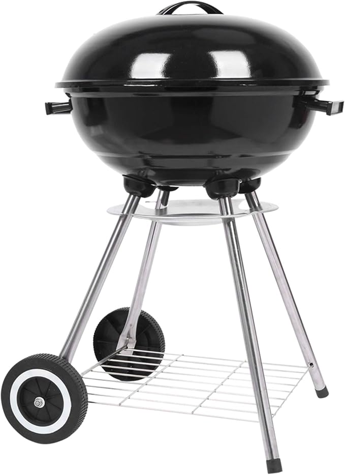 18 Inch Charcoal Stove Enamel (Cover Furnace Body) Side Wheel Diameter 15cm for Outdoor Picnic, Patio, Garden Backyard & Camping (Black)