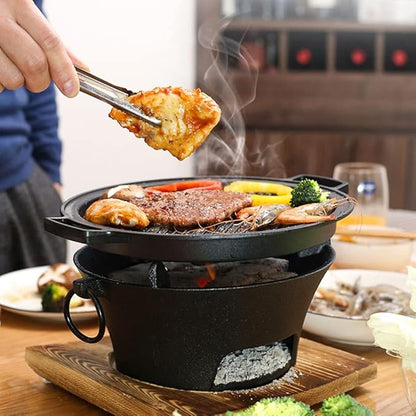 Portable Charcoal BBQ Grill, Table Barbecue Grill with Non-Stick Baking pan,Outdoor Camping Stove for Picnic Garden Balcony (Black 20 * 25cm)