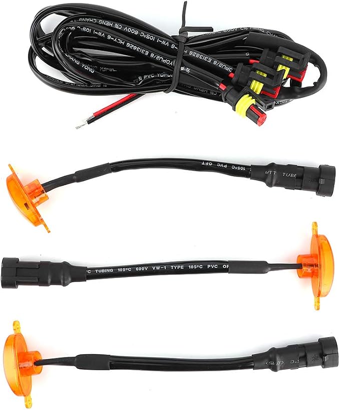 Zunate 3Pcs LED Grille Lights Kit for 2014-2017 - Amber Yellow Front Bumper Grill Cover Lamps with Wiring Harness, Easy Install