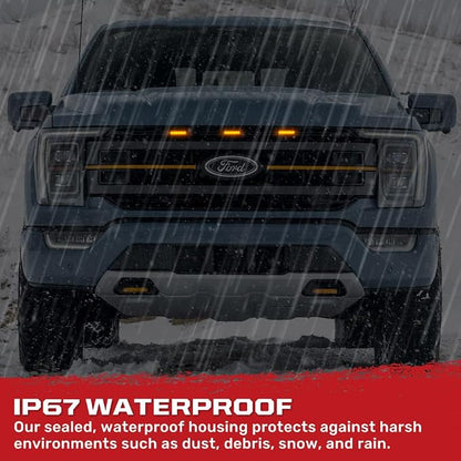 RECON - Universal 3-Pc Front Grille Ultra Bright High Power Switchable Amber or White LED Daytime Running Lights - Smoked Lens