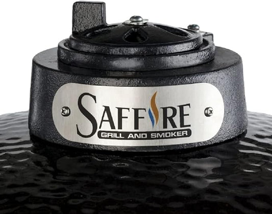 Saffire Kamado XL Ceramic Grill and Smoker – Includes Cart, Crucible Firebox, Smokin’ Chip Feeder, Multi-Grids, Heat Deflector, Ash Tool, and Stainless Steel Components for Charcoal Cooking