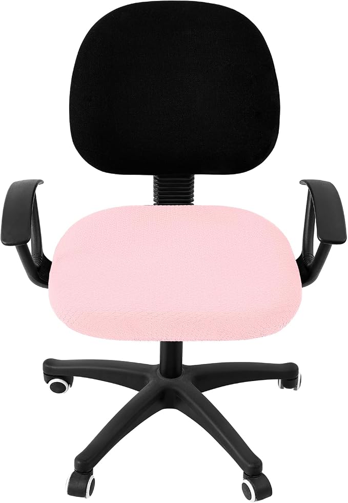 Smiry Office Computer Chair Seat Covers for Desk, Anti-dust Protector | Stretch Jacquard Removable Washable Desk Chair Seat Cushion Protectors, Blush Pink