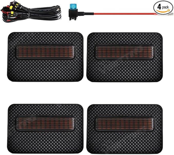 4 LED Grille Lights with Wire Harness and Fuse, LED Front Grill Light, Compatible with Toyota Tacoma SR/SR5 2024-2026, 1 Set (Smoked Black Cover)