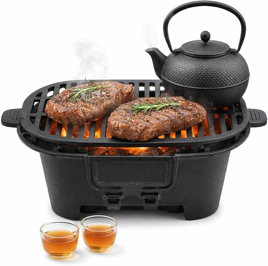 Small Hibachi Grill, Portable Charcoal Grill, Even Heat Distribution, Japanese Yakitori Camping Grill for Camping Backyard Barbecue Cooking
