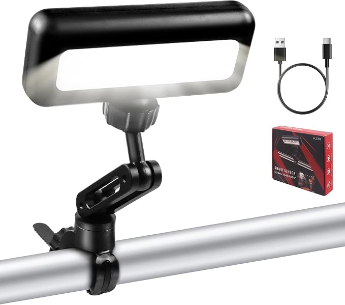 HyperFun Grill Lights for Outdoor Grill - 360° Adjustable USB-C Rechargeable LED BBQ Light with 2 Brightness Modes & Smart Tilt Sensor Function - Perfect BBQ Accessories Gift for Men Dads Husbands