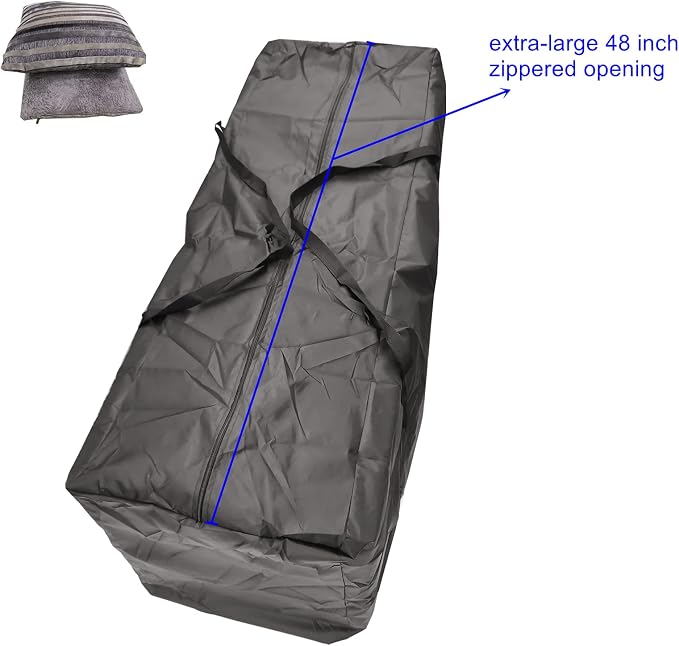Outdoor Cushion Storage Bag 2 PCS, 48" Extra Large Opening Waterproof Zippered Patio Cushion Storage Bag – L Size