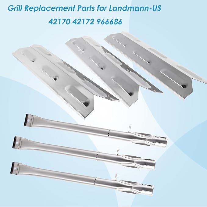 Grill Replacement Parts Kits for Landmann-US 3 Burner 42170 42172 966686, Stainless Steel Heat Plates and Burners landmann grill replacement parts