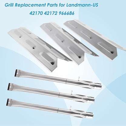 Grill Replacement Parts Kits for Landmann-US 3 Burner 42170 42172 966686, Stainless Steel Heat Plates and Burners landmann grill replacement parts