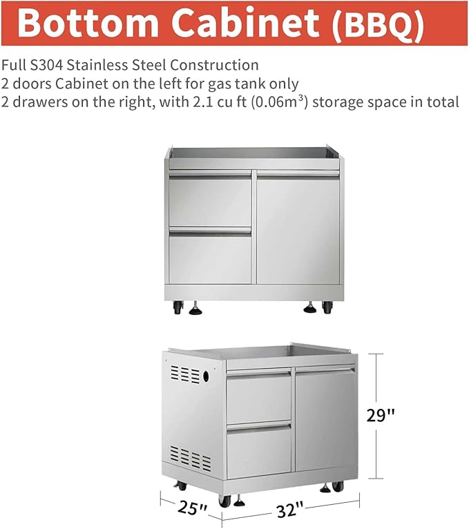 Modular Outdoor Kitchen with 30" 5 Burner Natural Gas Grill Pizza Oven BBQ Grill Cabinet 24" Undercounter Refrigerator Fridge Cabinet Sink Cabinet 6 Pcs
