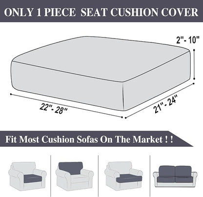 LA MEACK Couch Cushion Cover Seat Cushion Cover Stretch Armchair Cover Separate Sectional Sofa Slipcovers Furniture Protector(1 Piece for Seat or Sofa Backrest, Dark Grey)