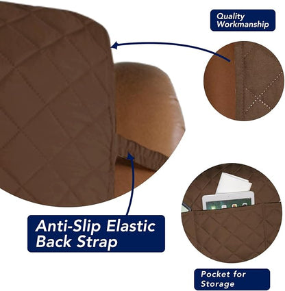 PureFit Reversible Recliner Chair Covers Couch Covers for Dogs, 28 in | Coffee/Ivory, Water Resistant Couch Protector, Washable Pet Couch Cover with Non Slip and Elastic Straps For Kids