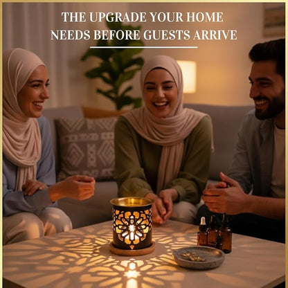 Oil Burner by Dukhni | Candle Diffuser & Free Oud Oil, Essential Oil Burner | Use for Fragrance Oil & Diffuser Oils | Home Aromatherapy, Stress Relief, Meditation, Massage & Islamic Gift for Women & Men