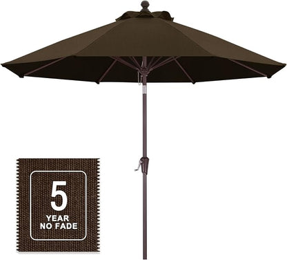 MASTERCANOPY 9ft Olefin 5-Year-Non-Fading Patio Umbrella Light Coffee | UV/Water/Fade-Resistant Canopy, Vented Top, 8 Fiberglass Ribs – Ideal For Deck, Yard, Market