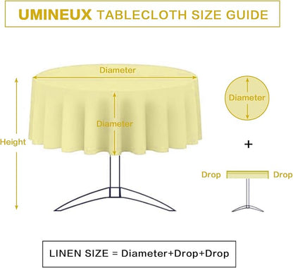 UMINEUX 60" Outdoor Round Tablecloth with Umbrella Hole and Zipper | Spring/Summer Waterproof Round Patio Table Cover for Picnic/BBQ/Garden, Lemon