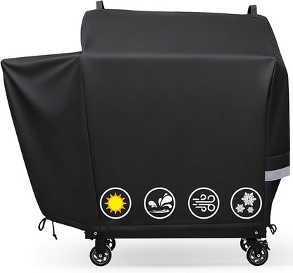 Utheer Grill Cover for Rec Tec RT-590, Recteq Deck Boss 590 Wood Pellet Grill - Upgraded Full-Length Heavy Duty Waterproof Anti-UV Cover with Elastic Drawstring for Recteq RT-590 Grill Accessories