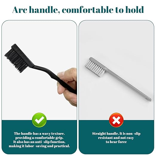15 PCS Mini Nylon Brush Set，Masonry Brush Wire Bristle for Cleaning Welding Slag and Rust，Curved Handle Brush (Nylon, 15)