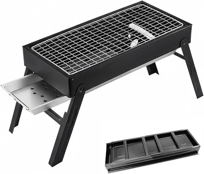 Slot Grill Collapsible Portable Charcoal Grill with Exclusive Drawer ideal for Easy Ash Charcoal Add Foldable BBQ Grills ideal for Camping Backyard Picnic