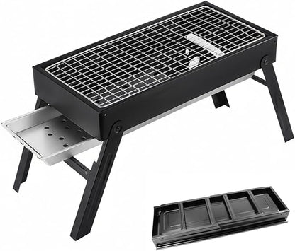 Slot Grill Collapsible Portable Charcoal Grill with Exclusive Drawer ideal for Easy Ash Charcoal Add Foldable BBQ Grills ideal for Camping Backyard Picnic