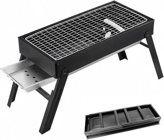 Slot Grill Collapsible Portable Charcoal Grill with Exclusive Drawer ideal for Easy Ash Charcoal Add Foldable BBQ Grills ideal for Camping Backyard Picnic