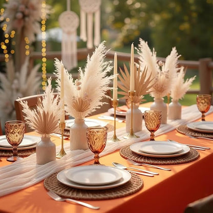 Rust Fitted Spandex Table Skirts Ruffle Fall Tablecloths 60R Inch,6 Pack | Stretchy Table Covers for Autumn Event, Thanksgiving Decorations,Outdoor Reception, Bridal Shower Cake Table