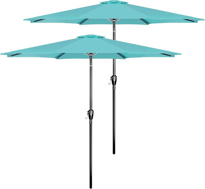 YSSOA 2 Pack 9' Patio Umbrella Outdoor Table Market Yard Umbrella with 8 Sturdy Ribs, Turquoise
