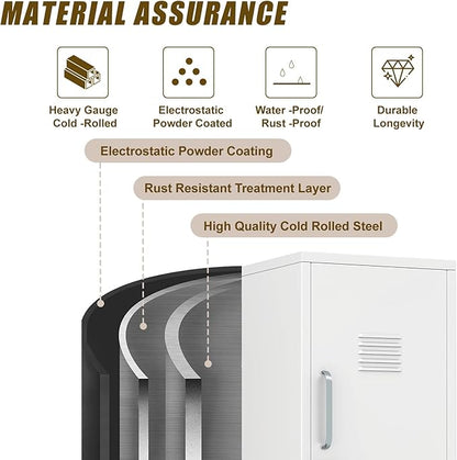 Metal Locker Cabinet, 35.4" H Home Office Storage Lockers, Vertical Steel Storage Cabinet with Locking Door and 2 Adjustable Shelves, Garage Tool File Cabinets for Home Office,Garage,Bathroom,White