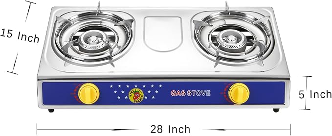 Vivicreate 2 Burner Propane Stove, [20000 BTU] Portable Camping Gas Cooktop with Auto Ignition, Stainless Steel Outdoor Cooker with Regulator & Hose for RV, Backyard, Camping and Emergency Use