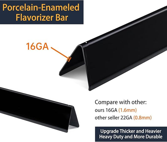 17.5 inch Porcelain Flavorizer Bars Grill Replacement Parts for Weber Genesis 300 Series E310 E320 E330 S310 S320 S330 EP/CEP 310 EP/CEP 320 EP/CEP 330 with Front Control Knob Heating Plate