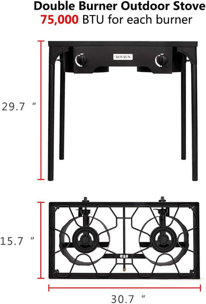 ROVSUN 2/3 Burner Outdoor Propane Gas Stove High Pressure Stand Cooker for Backyard Cooking Camping Home Brewing Canning Turkey Frying