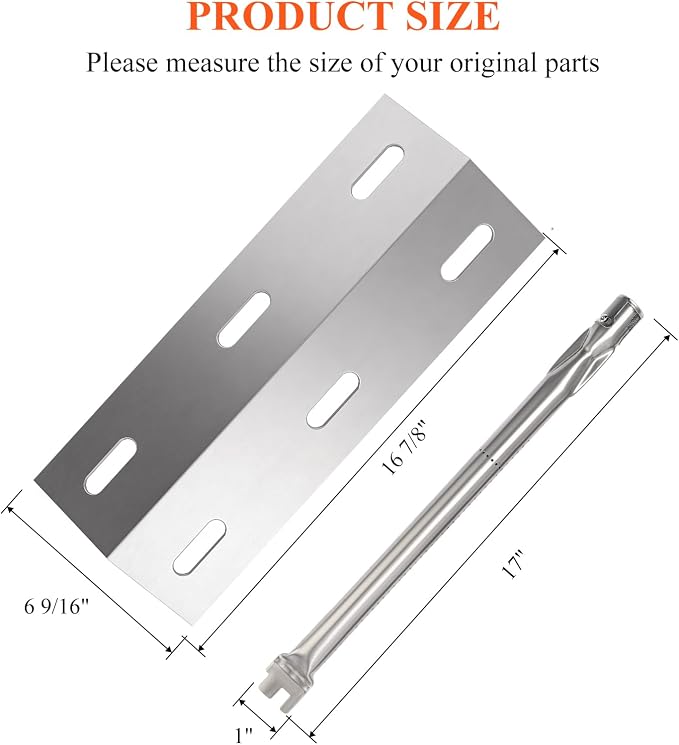 Repair Kit for Ducane Gas Barbecue Grill 30400040, 3100, 3200, 3400 Burner Tube, Stainless Heat Plate Tent, Burner Cover Replacement for Ducane 3 Burner DUCHD1, 30500048, 30500602, DUCHP1