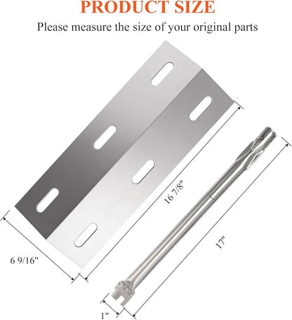 Repair Kit for Ducane Gas Barbecue Grill 30400040, 3100, 3200, 3400 Burner Tube, Stainless Heat Plate Tent, Burner Cover Replacement for Ducane 3 Burner DUCHD1, 30500048, 30500602, DUCHP1
