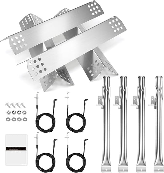 Uniflasy Replacement Parts Kit for Nexgrill 720-0830H, 720-0830D, 720-0783E – Stainless Steel Burner, Heat Plate, Igniter Set – Compatible with Kenmore, Members Mark, BHG, and More