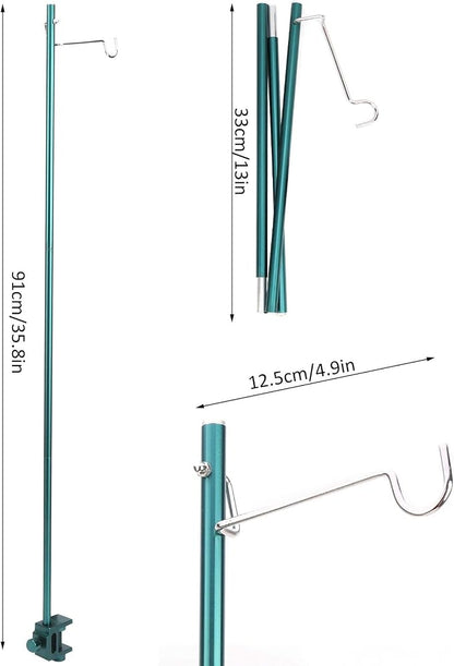 Outdoor Aluminum Alloy Lamp Holder Portable Folding Hanging Light Bracket for Camping Hiking BBQ Picnic Aluminum Alloy Material 33cm Foldable 91cm Extended