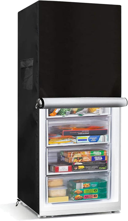 Bitubi Upright Freezers Cover,Outdoor Refrigerator Cover,– Waterproof, Dustproof, Sun-Proof, 24"W x 29"D x 61"H. Suitable for most 10.0 Cubic Compact Mini Freezer on market (Black)